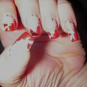 Red Heart french long coffin press on nails